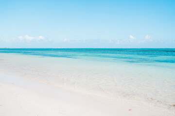 Fototapeta na wymiar beach with sand and blue sky