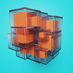 Orange Cubes In Glass