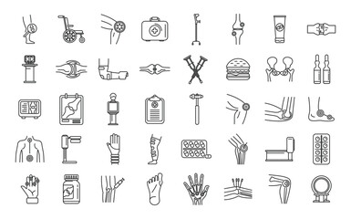 Arthritis icons set outline vector. Joint injury