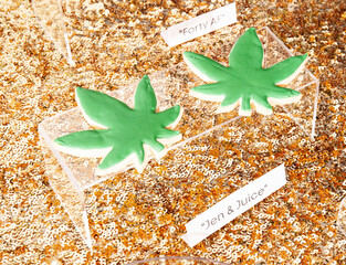 sugar cookies shaped like marijuana leafs 