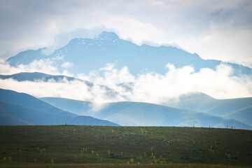 suussamyr valley in kyrgyzstan, mountain landscape, central asia, green valley, 