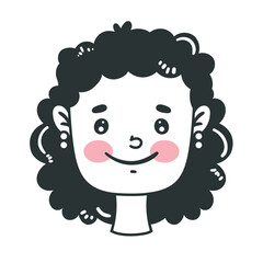 woman head frizzy character