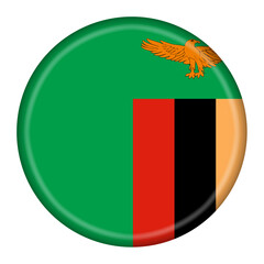 Fototapeta premium Zambia flag button 3d illustration with clipping path