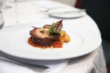 gourmet meat dish close up