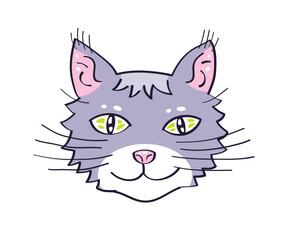 Cat face portrait isolated cartoon vector illustration