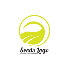 Growing seed logo design template. Fit for wheat farm, natural harvest, agronomy, rural country farming field.