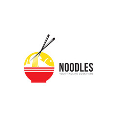 Red Bowl Noodles Vector Logo Illustration. The illustration suitable for any business related to ramen, noodles, fast food restaurant, or any other business related.