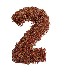 Number 2 made with Linseed also known as flaxseed isolated on transparent background - 522130799