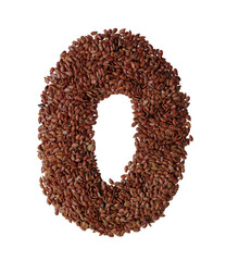 Letter O made with Linseed also known as flaxseed isolated on transparent background