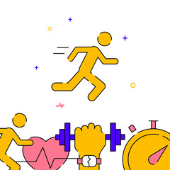 Running man filled line vector icon, simple illustration, related bottom border.