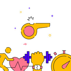Sports whistle, trainer filled line vector icon, simple illustration, related bottom border.