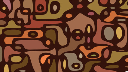 Abstract random blob shapes in dark brown color. 