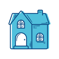 blue house front facade