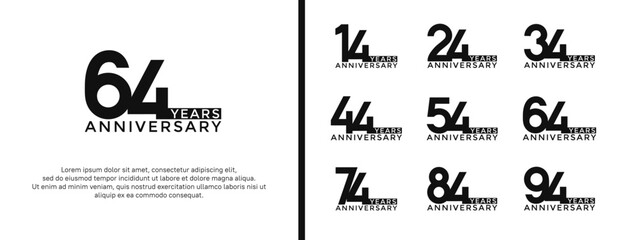 set of anniversary logo black color on white background for celebration moment
