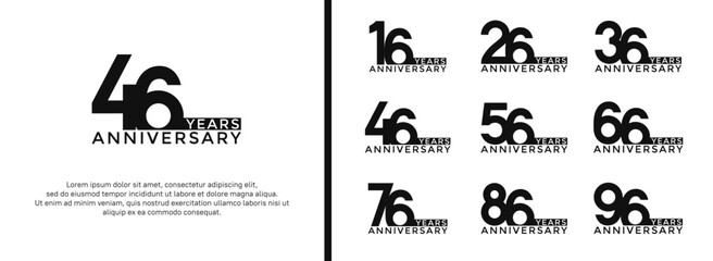 set of anniversary logo black color on white background for celebration moment