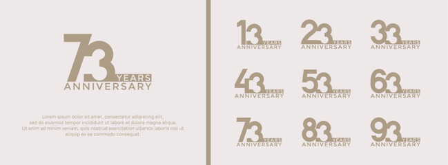 set of anniversary logo gold brown color on white background for celebration moment