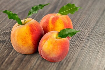 Fresh Yellow Peach fruit on the desk