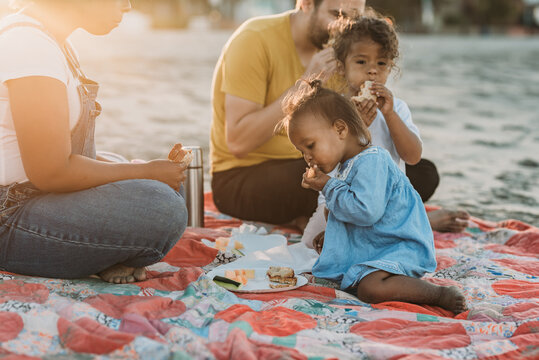 Family picnic at beach