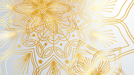 Abstract luxury white and gold background with mandala pattern