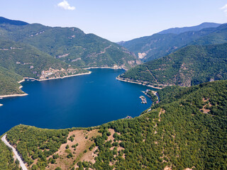 Fototapeta na wymiar Aerial view of Vacha Reservoir, Rhodope Mountains, Bulgaria
