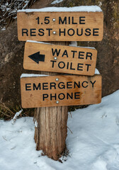 1.5 Mile Rest House Sign Along Bright Angel Trail In Grand Canyon