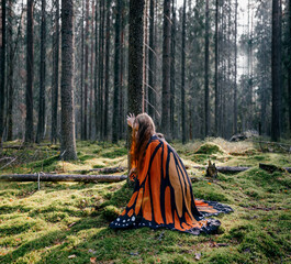 Redhead girl butterfly