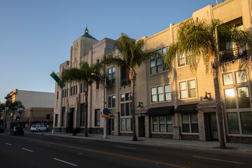 Fototapeta na wymiar Sunset view of historic downtown Santa Ana, California, USA.