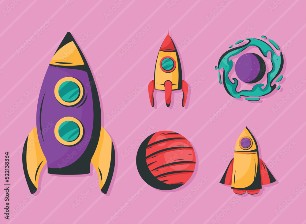Canvas Prints five space outer icons