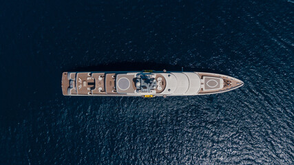 top-down View Of a large super yacht