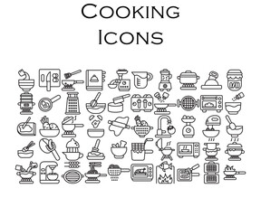 Fototapeta na wymiar Set of cooking detailed outline icons.