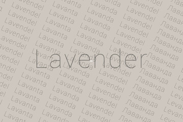 Fototapeta premium Word Lavender in languages of world. Logo Lavender on Silver Craiola color