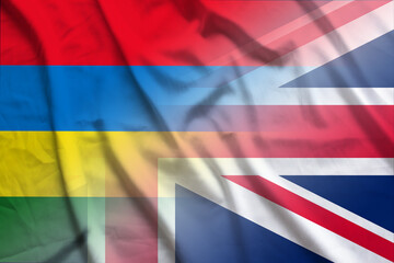 Mauritius and England state flag international contract GBR MUS