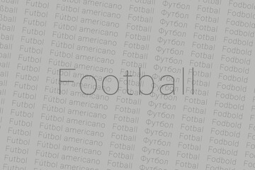 Obraz premium Word Football in languages of world. Logo Football on Bright yellow-green color