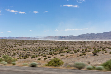 A view on the desert with hurricanes of dust