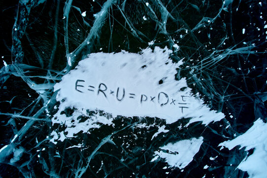 Greenland Arctic sea ice - climate emergency formula written in snow