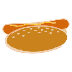 Appetizing hot dog on a transparent background in a watercolor manner. Fast food. Lifestyle. isolate