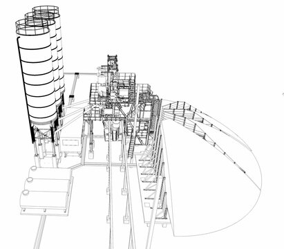 black and white industrial plant construction clip art preview