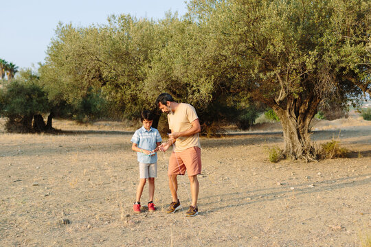 Father and son enjoying the free time