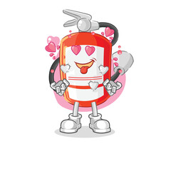extinguisher fallin love vector. cartoon character