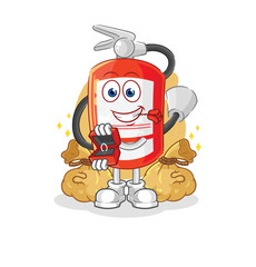 extinguisher propose with ring. cartoon mascot vector