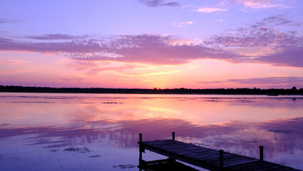 Colorful Sunset Tichigan Lake Waterford Wisconsin