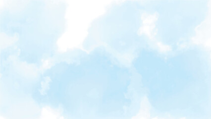 Watercolor clouds and sky background. abstract watercolour painting blue sky overcast above the cloud in panorama view beautiful cloudscape for background