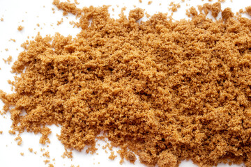 Fluffy Brown Sugar on White Background