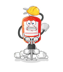 extinguisher drill the ground cartoon character vector