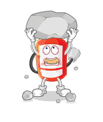 extinguisher lifting rock cartoon character vector