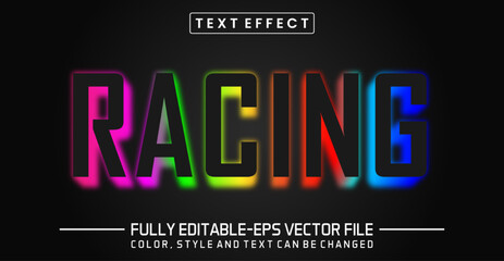 Obraz na płótnie Canvas Racing Modern Neon bright text effect Full editable text