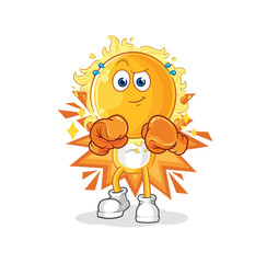 sun boxer character. cartoon mascot vector