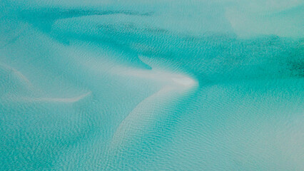 Aerial view of sandbars in the Bahamas