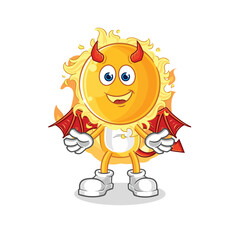 sun demon with wings character. cartoon mascot vector