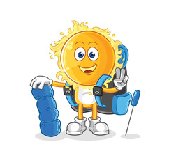 sun go camping mascot. cartoon vector